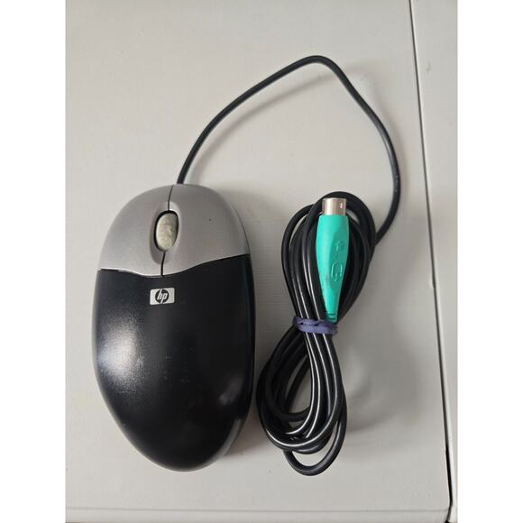 Genuine HP M-SBF96 Silver/Black Three Button PS/2 Optical Scroll Wheel Mouse - Picture 1 of 2